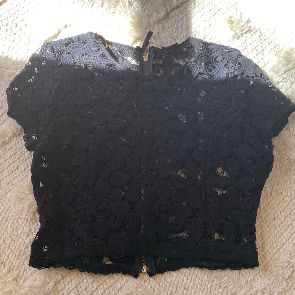 Black lace crop top